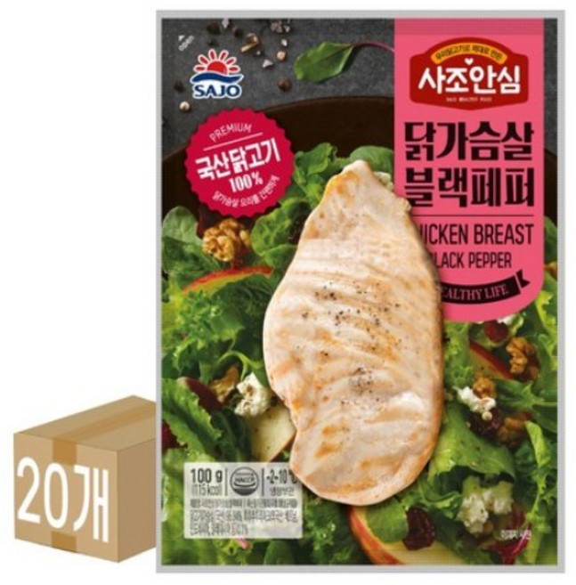 대림 사조안심 닭가슴살 블랙페퍼 100g x 20개, 2kg, 1개