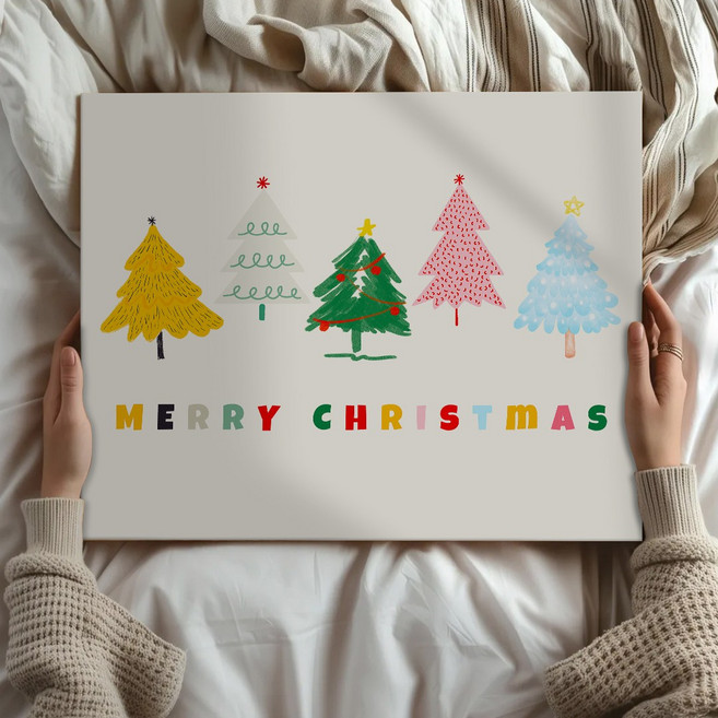 겨울 감성 크리스마스 트리 포스터 대형그림 카페 인테리어 캔버스 그림액자 43종 32-43, 40.레인보우 메리(가로형)
