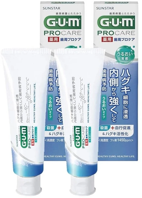 GUM(껌) 의약외품 치주 프로케어 치주질환 예방 하구키케어 약용 치약 덴탈 페이스트 수분 실감 타입 메디컬 워터리 민트 타입 85g×2개 - 쿠팡