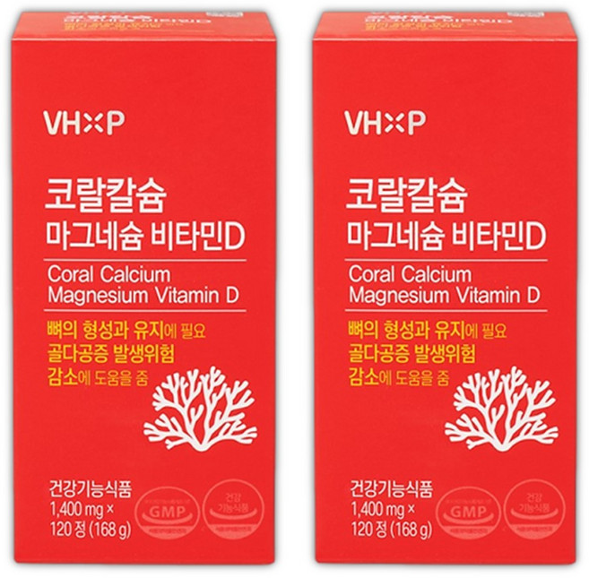 코랄칼슘 마그네슘 비타민D 700 영양제 산호칼슘 뼈 건강 골다공증 발생 위험 감소 도움, 2개, 120정