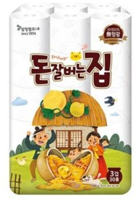 삼정펄프 돈잘버는집 3겹 30m 30롤 2팩 화장지 휴지, 30개입