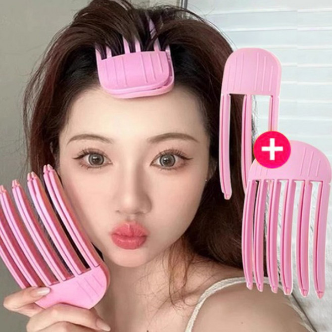 정수리 볼륨핀 헤어핀 1+1(3핀+6핀) / 뿌리 정수리 빗핀 가르마 앞머리 스타일링 고정 집게핀, 3핀+6핀(핑크)