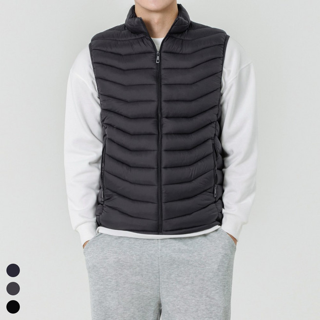 아소트 남성 겨울 방한 베이직 웰론 경량 패딩 조끼