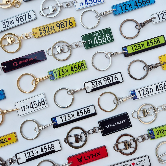자동차 번호판 키링 열쇠고리 차키 선물 굿즈 주문제작 아크릴 키홀더, 열쇠고리 D링-실버, 1개