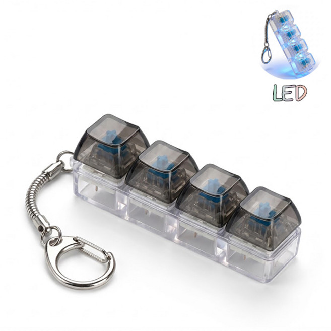 치프몰 기계식 키보드 투명 키캡 LED 열쇠고리 4캡, 1개, 검정색