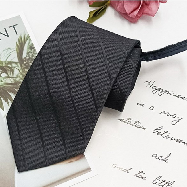 남자 자동 넥타이 8cm 지퍼형 스트라이프 정장 넥타이 면접 출근용