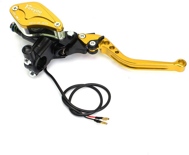 혼다 야마하용 범용 피스톤 레버 핸들 유압 클러치 브레이크 펌프 마스터 실린더 오토바이 레이싱 14mm, 12 Gold Right, 1개