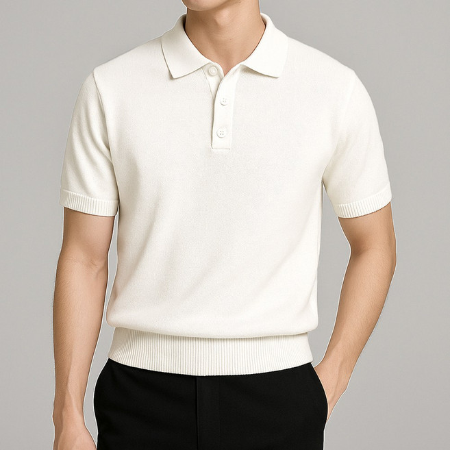 루크 남성 카라넥 쿨링 반팔 니트 빅사이즈 남자 카라 반팔티 봄 가을 무지 베이직 티셔츠 데일리 카라티