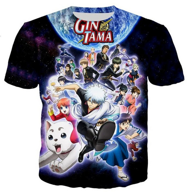 은혼반팔 남녀공용 일본애니 오타쿠 애니면티 긴타마 은타마 티셔츠 3D 프린트 캐주얼 티 탑 반팔티셔츠 로고
