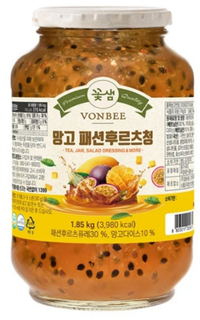 코스트코 꽃샘 본비 망고패션후르츠청 1.85kg 망고 패션후르츠 청, 1.85mg, 1개, 1개입