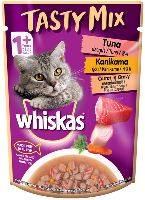 위스카스 테이스티믹스 참치게맛살과당근70gx24개, 참치, 70g, 24개