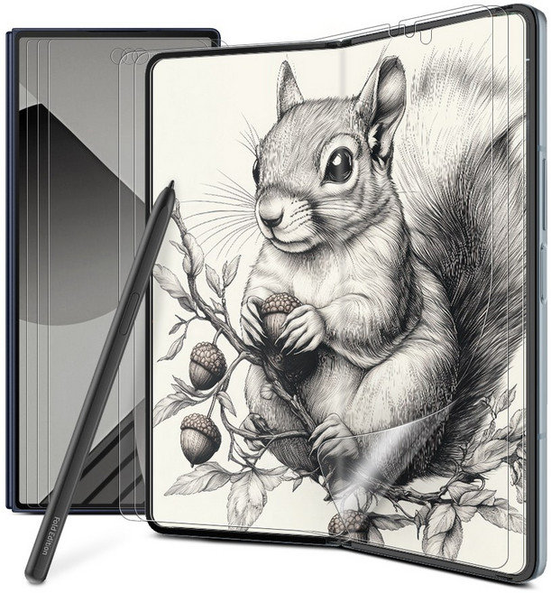 다이아큐브 갤럭시 Z폴드7 사각사각 종이질감 저반사 내면액정 종이질감 전면액정지문방지 보호필름 가이드핀 간편부착, 3세트