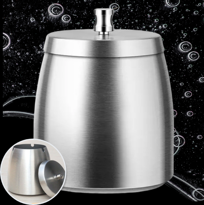 리루나 대형 밀폐형 스테인레스 재떨이, 실버, 1개