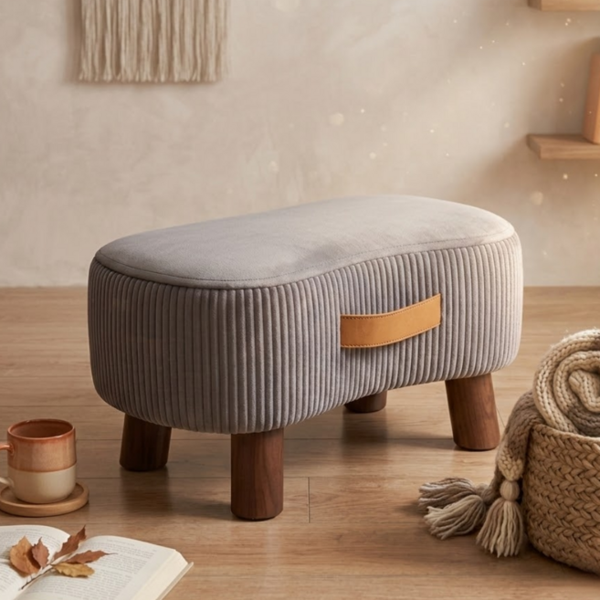 딜헤이븐 낮은의자 인테리어 로우 스툴 발받침, 1개, 다크블루