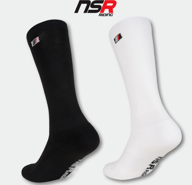 NSR 클럽 PP 메쉬 니삭스 남녀공용 기능성 자전거 롱양말, L, 블랙