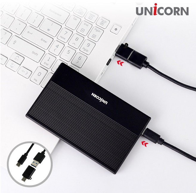 유니콘 USB3.1 5G C타입 A+C젠더 2.5인치 외장하드케이스 알루미늄 슬라이드조립 HDD-700VA, 블루(USB3.2 10G C타입)A+C젠더, 블루(USB3.2 10G C타입)A+C젠더