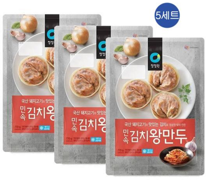 청정원 민속 김치왕만두, 15개, 770g