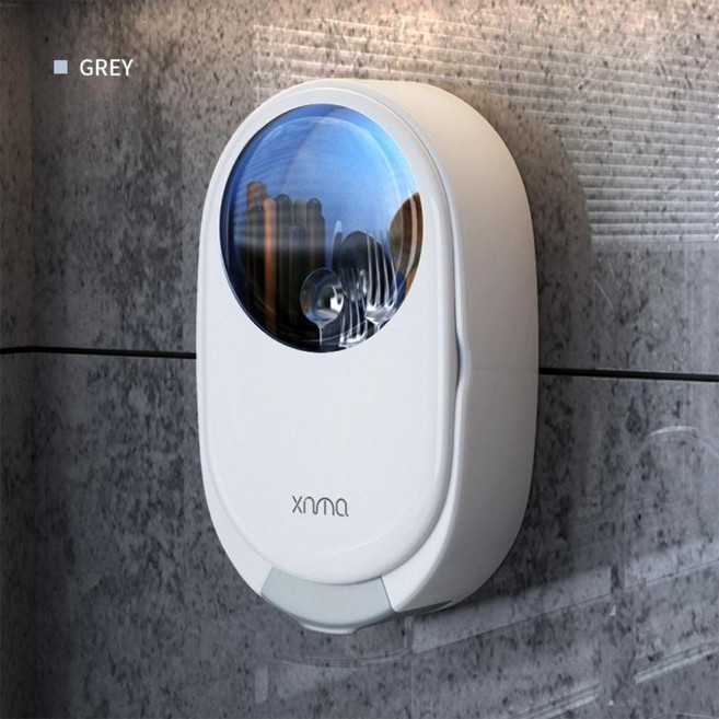 다용도 벽걸이 자외선 UV살균 수저통 USB충전 위생 건조 물빠짐수저통 주방도구정리, 그레이, 1개