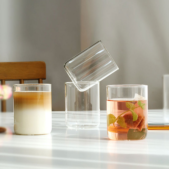 BESTAR 홈카페 투명 내열유리컵 300ml, 4개