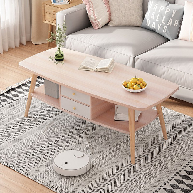 2단 커피 테이블 소형 거실 간단한 소형 커피 테이블 임대 주택 침실 티 테이블 커피 테이블, 1102 나뭇결 [80*40*42]