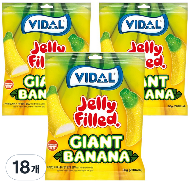 비달 자이언트 바나나향 젤리필드, 80g, 18개