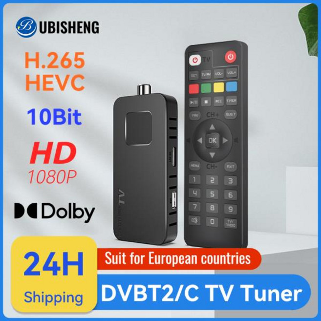 TV 수신기 디코더 유럽용 지상 비트 10 와이파이 튜너 미니 DVB T2 리시버 HEVC H 265 디지털 C 지지대 1080P & U8 HD 돌비, 01 U8mini-Standard-List, 1개