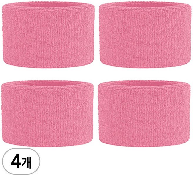 숏 손목밴드, 4개, 라이트핑크