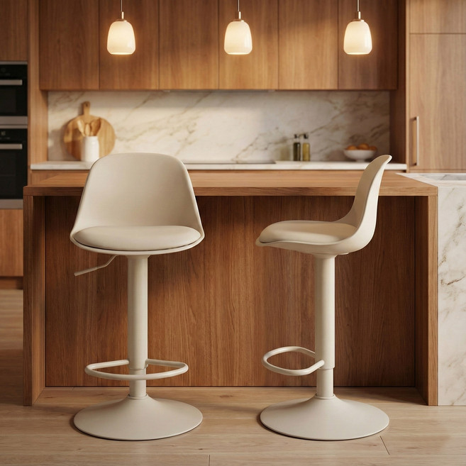 베스트렉 파우더코팅 심플 바의자 발걸이형 A121 2p, 베이지, 2개