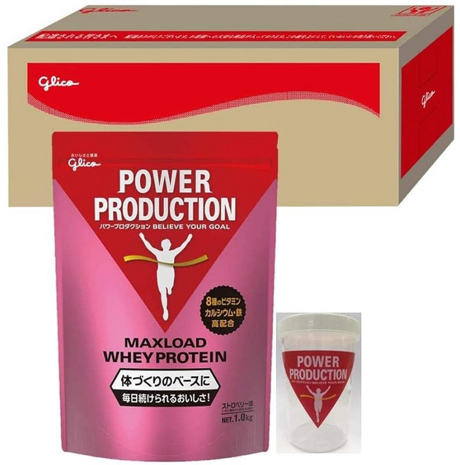[공식]글리코 파워 프로덕션 맥스로드 유청 단백질 딸기맛 1.0㎏ & 오리지널 셰이커 글리코박스들이 ①[Amazon.co.jp 한정], 1개