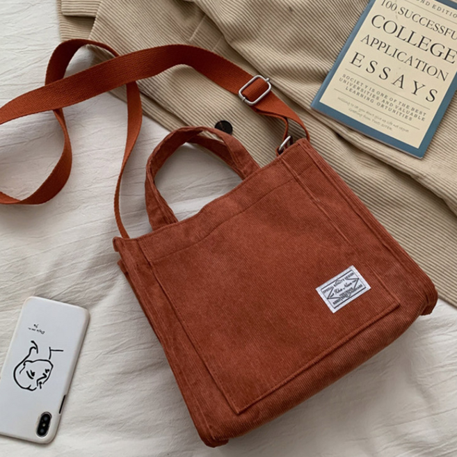 여성 데일리 사각 골덴 미니 크로스백