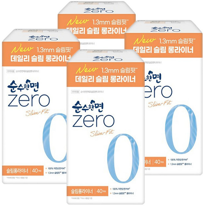 순수한면 제로 슈퍼롱 팬티라이너, 4개, 40개입