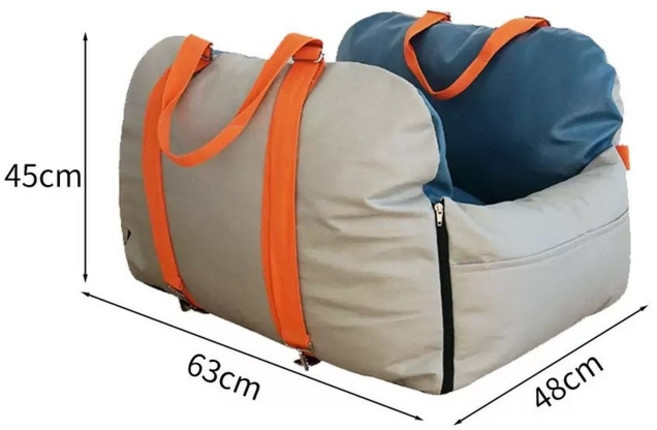 반려동물 차량용 콘솔 카시트 여행용 캐리어 애완동물 안전벨트 자동차 좌석 가방 켄넬 외출 소형견 중현견 대형견, C307 블루 컬러 블록