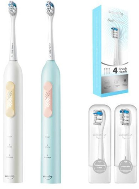 (유스마일) 소프트 버블 음파 전동칫솔 (+칫솔모 2개 포함) (P4), 1개, 화이트