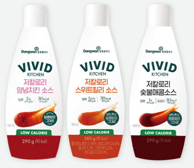 [치킨에 좋은] 비비드키친 저칼로리 양념치킨소스 290g+스위트칠리소스 280g+숯불매콤소스 290g, 양념290g+칠리280g+숯불290g, 290g, 3개