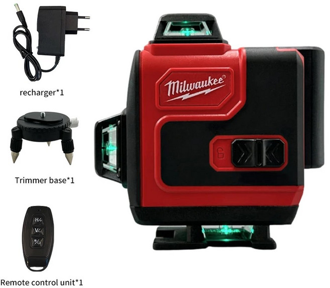 밀워키 호환 레이저 레벨 녹색 16 라인 4D 셀프 레벨링 360 수평 및 수직 초강력 레이저 레벨, [01] a set, 1개