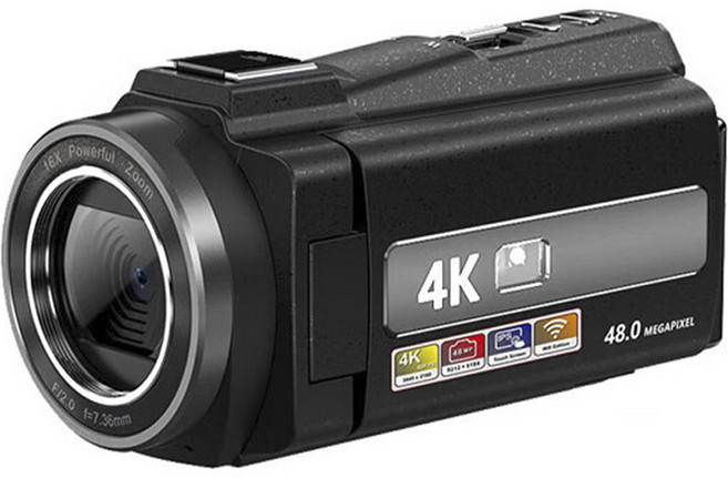 Songdian 4K HD 디지털 캠코더 + 128GB 메모리 카드, 블랙