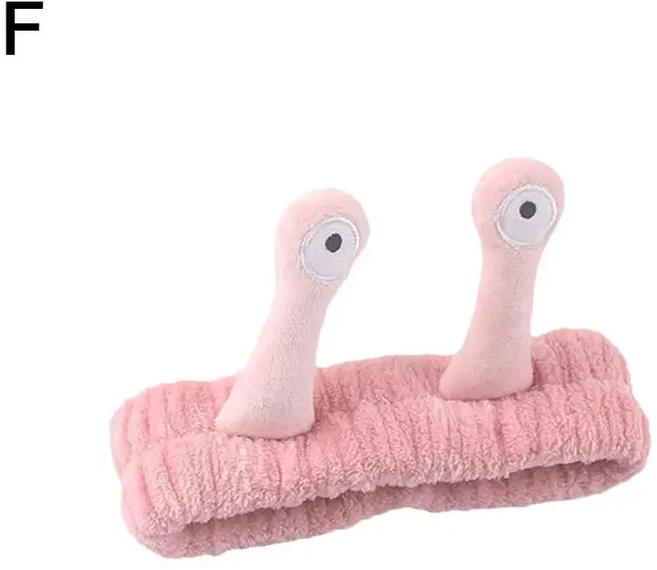 만화 큰 눈 달팽이 머리띠 얼굴 세척용 귀여운 탄성 달팽이 메이크업 헤어밴드 부드러운 산호 플리스 헤어, 07 dark pink, 01 빠른