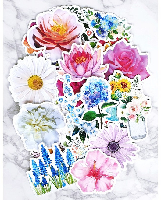 꽃 스티커 다꾸 용품 다이어리 스꾸 템 하이틴 키치 폰데코 폰꾸 핸드폰 꾸미기, E형/48장
