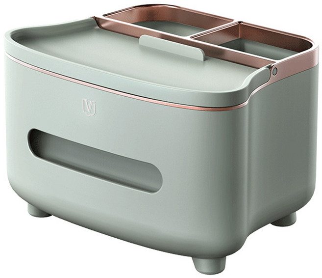 다용도 가정용 리모컨 수납 휴지케이스 스마트폰 거치대 티슈게이스, 그린, 1개