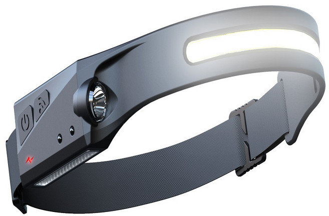 MACHFALLY USB충전식 벨트형 COB LED 헤드램프, 블랙, 1개