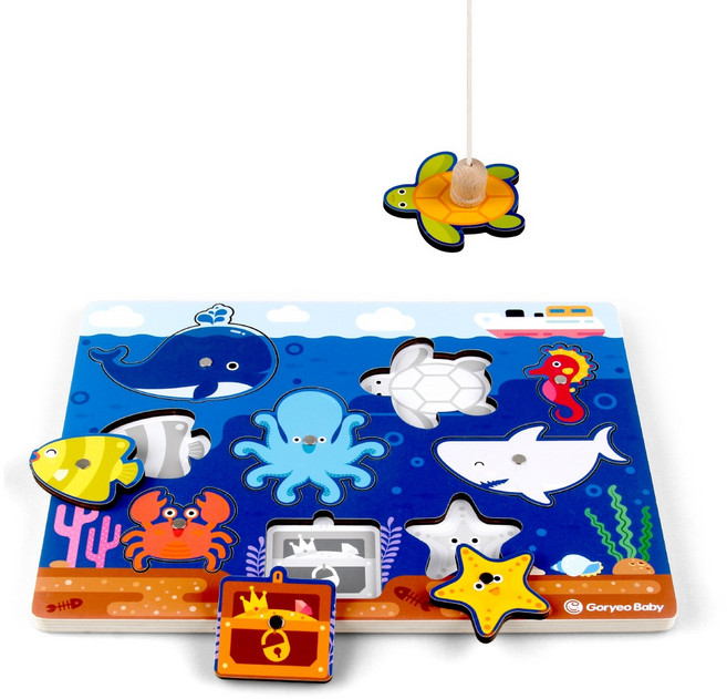 고려베이비 자석낚시놀이 바다낚시 아기 소근육발달 원목퍼즐, 1개