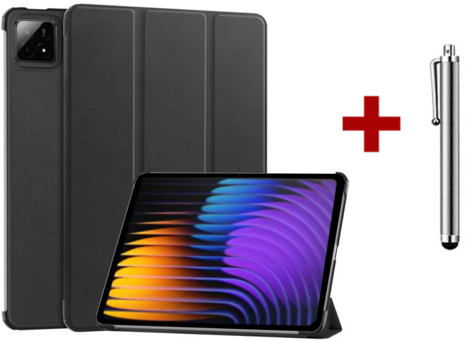 케이스나라 샤오미 미패드7/미패드7 프로 호환 케이스 북커버, 블랙, 1개