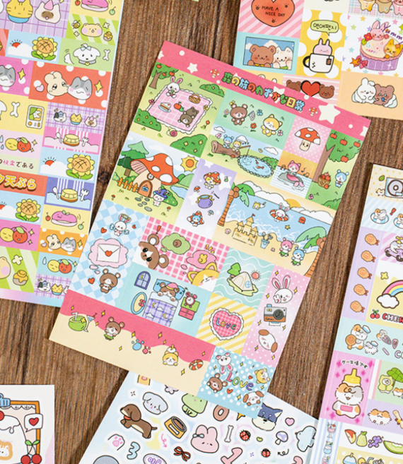 호키포키 다꾸 스티커북 다이어리꾸미기 씰스티커 탑꾸 포토카드 레트로 빈티지 키치 도무송, 1개, 보라