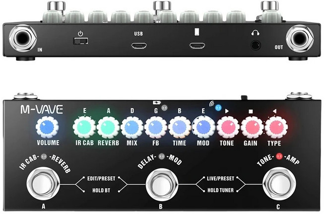 8개의 아날로그 및 보컬 리버브 쉐이커 페달이 포함된 기타/베이스/어쿠스틱용 M-VAVE CUBE BABY 딜레이 멀티 이펙트, cube baby bass, 1개