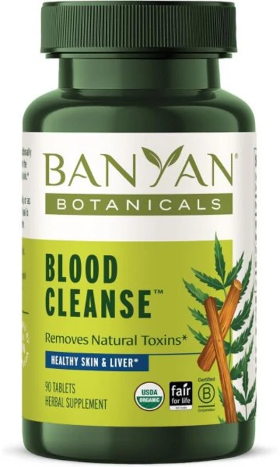 Banyan Botanicals 바니안 보타니컬스 블러드 클렌즈 태블릿 – 만지스타와 님이 함유된 유기농 클리어 스킨 보충제 자연 해독 및 건강한 피부를 위한 혈액 정화 허브, Banyan Botanicals 바니안 보타니컬스 블러, 1개, 90정 - 쿠팡