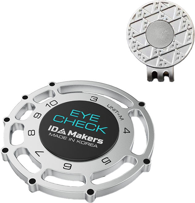 아이디메이커스 아이체크 볼마커 퍼팅 거리측정 골프 선물 세트, 1세트, 실버블루
