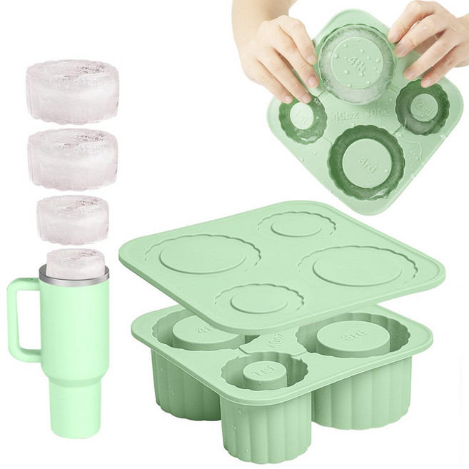 LJL 텀블러 얼음틀 1180ml/887ml/591ml 호환 실리콘 4구, 1개, 민트