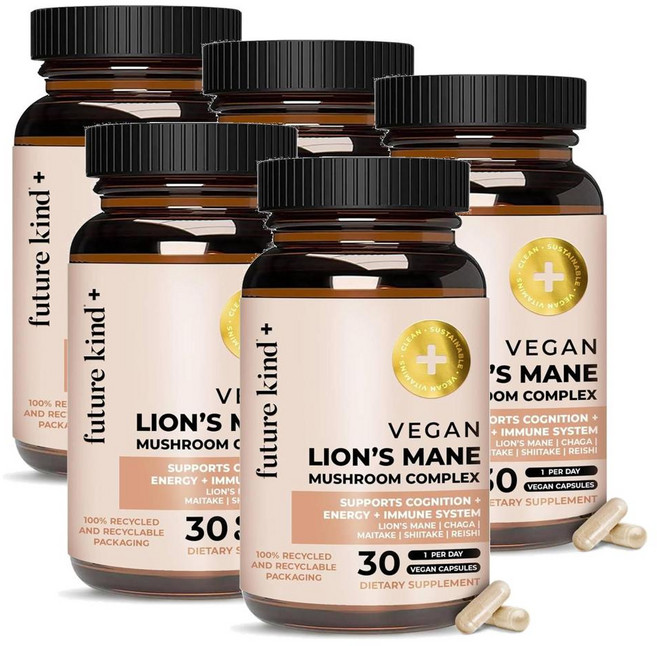 퓨처카인드 비건 라이언스메인 버섯 컴플렉스 캡슐 Future Kind Lion's Mane Mushroom Complex, 5개, 30정