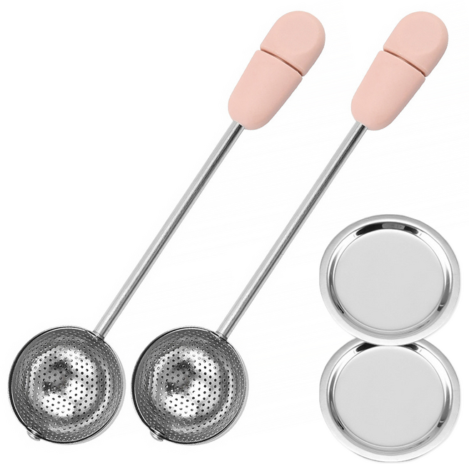 리브문 304 스텐 차 거름망 티 인퓨저 차망 볼 (회전형), 2개, 핑크