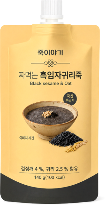 고소한 풍미를 살린 죽이야기 짜먹는 흑임자 귀리죽, 140g, 2개